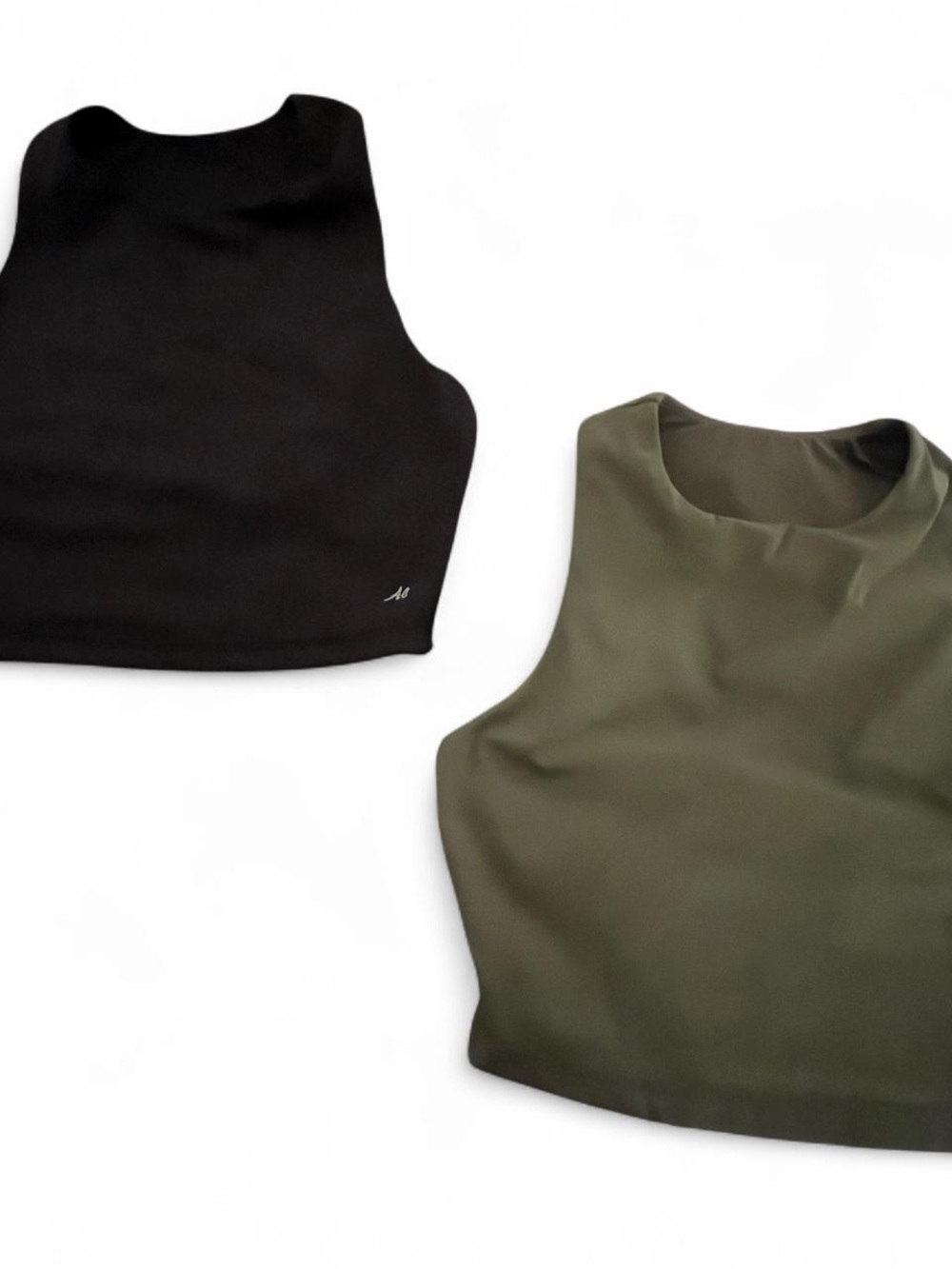 Women’s Sleeveless Cropped Tank Top in Black and Olive